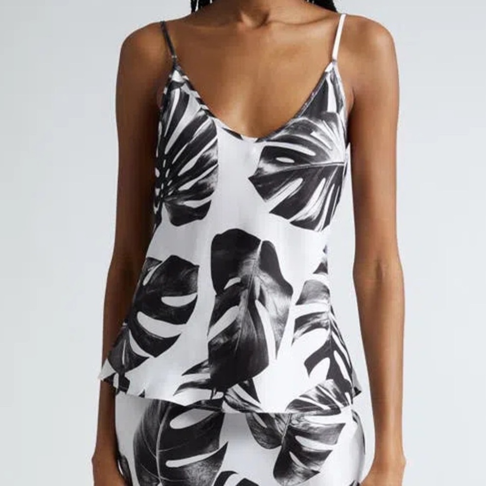 L'AGENCE Black and White Tropical Print Camisole - Picture 3 of 9